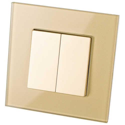Włącznik Monostabilny Odbijający Podwójny GŁADKI Szklany Złoty MIUUN