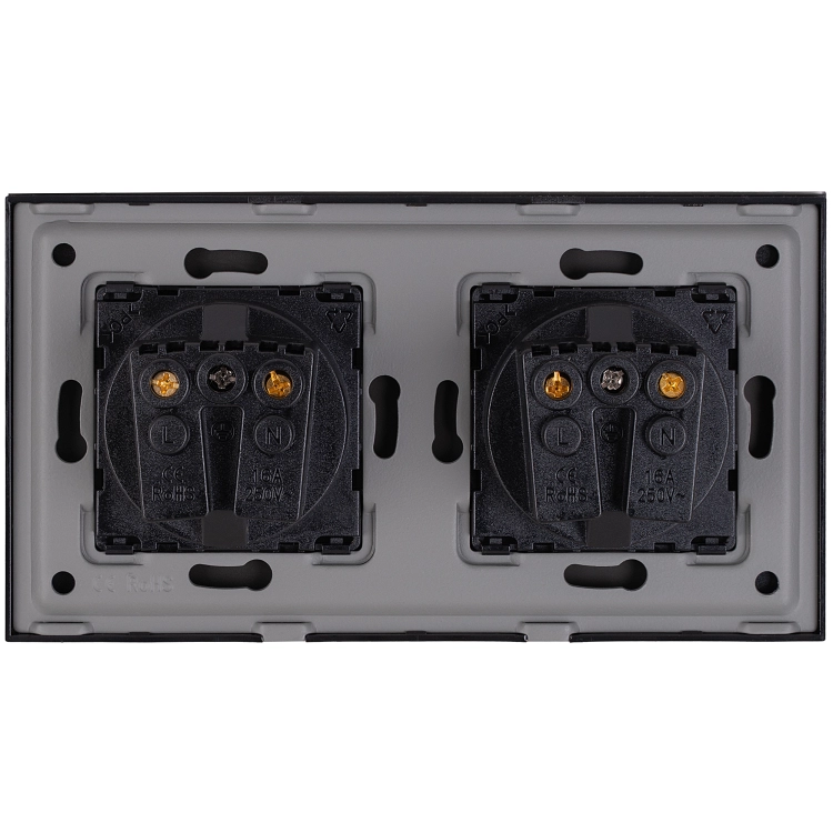 Gniazdo Podwójne Szklane MATOWE Szare i Ramka Podwójna 2 x Gniazdko MIUUN